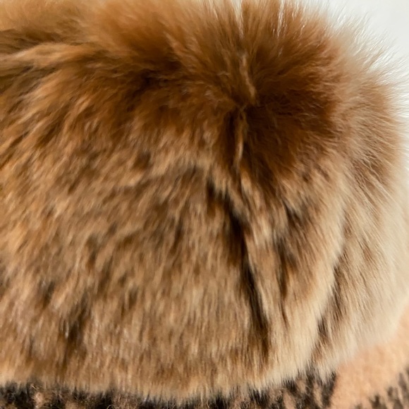 Alpaca Fashion Classic Basynu Lapin fur collar plaid coat, brown/beige Size M - Picture 15 of 16